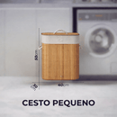Cesto de Roupa em Bambu com Tampa e Forro Interno