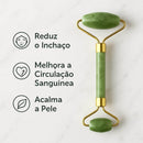 Rolo Massageador Pedra De Jade + Placa Gua Sha