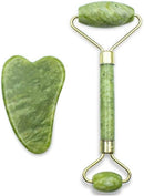 Rolo Massageador Pedra De Jade + Placa Gua Sha