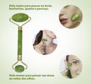 Rolo Massageador Pedra De Jade + Placa Gua Sha