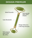 Rolo Massageador Pedra De Jade + Placa Gua Sha