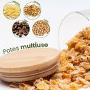 BambooStore™ – Kit 11 Potes Herméticos de Vidro com Tampa de Bambu | Menos de R$ 28 Cada